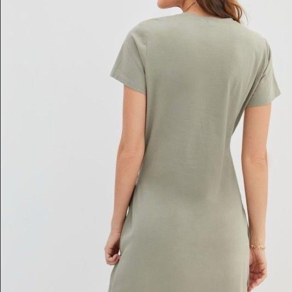 DOLAN Anthropologie Draped Mini Dress SMALL Tie Waist Cotton Burgundy T-Shirt - Picture 10 of 12